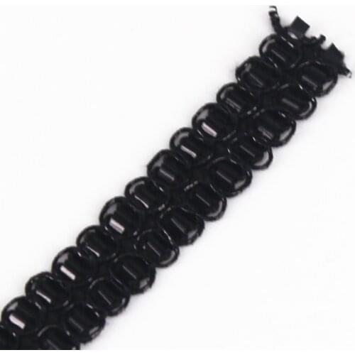 Braided Black Gimp Ribbon Beaded Sequin Trim Embroided Trimming Embellishment Sewing Supplies Material for Cloth 30yd/T1263
