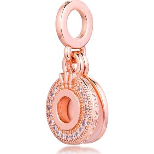 Fits For Pandora Charms Bracelets Sparkling Pave Crown O Rose Beads 100% 925 Sterling-Silver-Jewelry Free Shipping