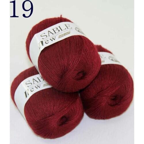 Sale Super Soft Pure 3X50gr Sable Cashmere Wrap Shawls Hand Knitting Wool Crochet yarnBurgundy 243-19-3