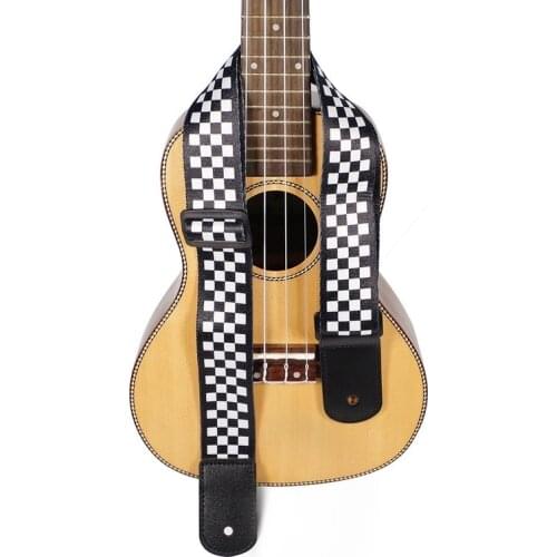 Ukulele strap new strap personality strap black and white square cool rainbow Ukulele strap