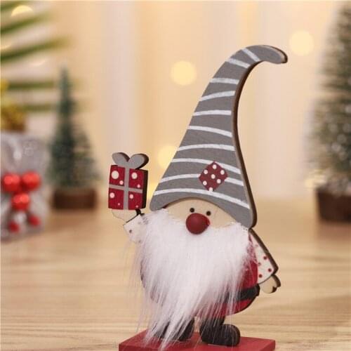 Christmas Table Decorations Wood Sign Crafts Santa Claus Faceless Doll Wood Ornaments for Home Decor TS2