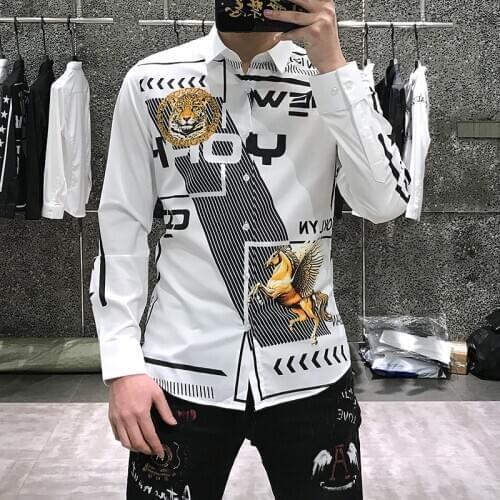 Luxury Tiger Print Men Shirts Long Sleeve Slim Fit Shirt Casual Business Dress Shirts Streetwear Social Shirts Chemise Homme