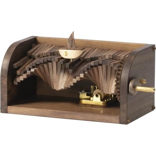 Handmade Music Box Song of Drifting Waves Wooden Hand-Cranked Making Machine DIY Lover Friend Women Holiday Birthday Gift