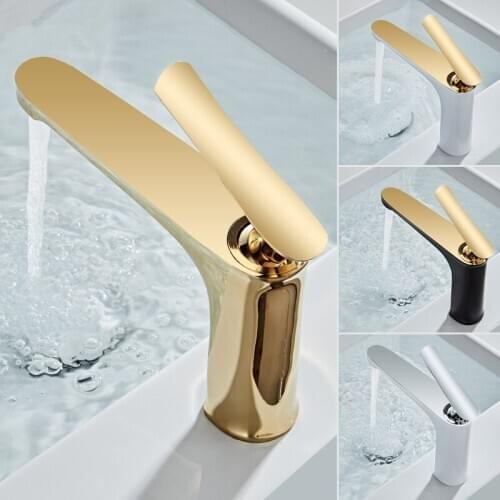 White & Gold/Chrome/Black Bathroom Basin Faucets Soild Brass Hot & Cold Sink Mixer Crane Vessel Tap Single Handle Deck Mounted