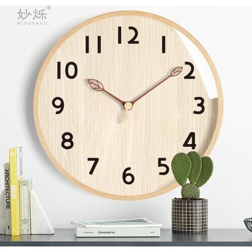 Modern Design Creative Wall Clock Wood Living Room Quartz Silent Clock Wall Vintage Simple Reloj De Pared Home Decor AB50ZB