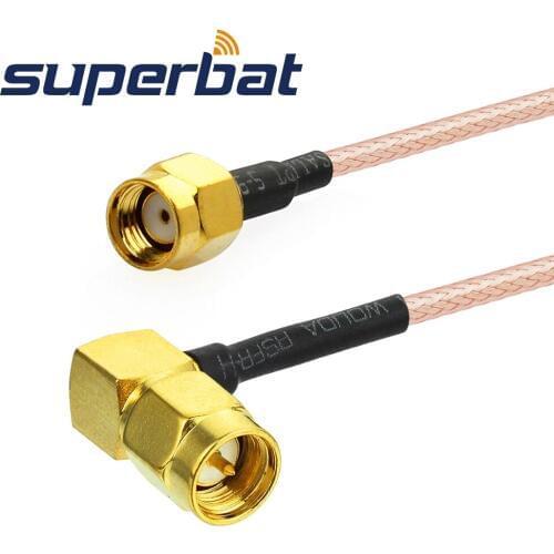 Superbat SMA Plug Right Angle to RP-SMA Male (Female pin) RG316 15cm Cable Assembly RF Coaxial Cable