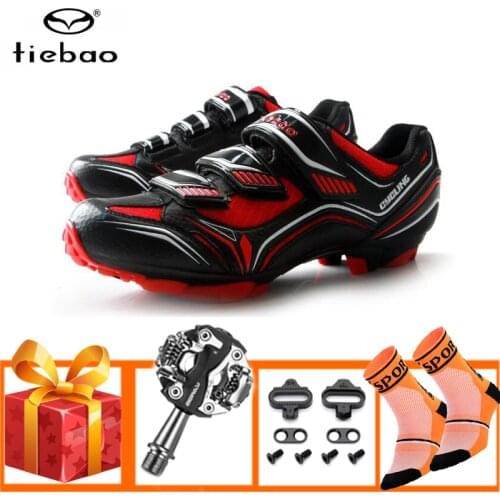 Tiebao men mountain bike sapatilha ciclismo mtb spd pedals shoes Breathable Self-locking bicycle riding ciclismo triathlon shoes