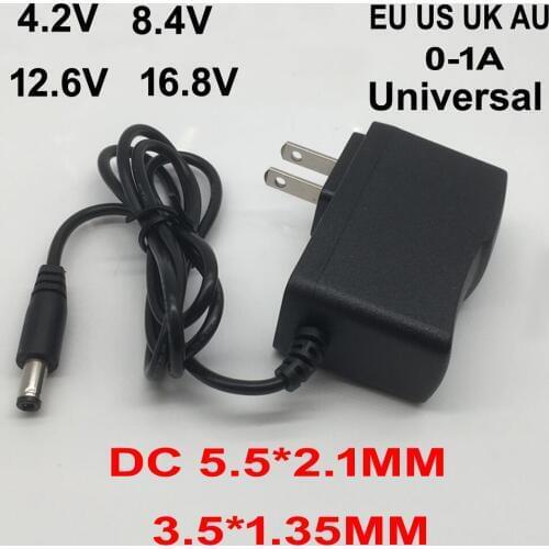 AC 100-240V DC 4.2V 8.4V 12.6V 16.8V 1A 18650 lithium battery charger Power Adapter 4.2 V 8.4 V 12.6 V 16.8 V 1000MA charger