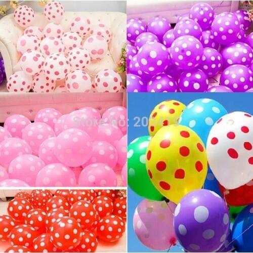 Pearl 12 inch white dots colorful Latex Balloons for Birthday Wedding Party Decoration multi color option wholesale whcn