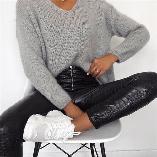 Women Pu Leather Pants Ladies Slim High Waist Trousers Lady Fashion Sexy Streetwear Autumn Clothing For Femme