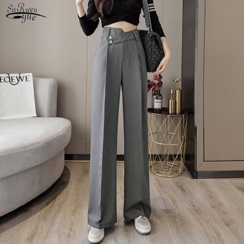 Autumn New 2021 Fashion High Waist Pants Suit Long Pants Thin Straight Loose Pants Women Wide Leg Pants Trousers for Women 16861