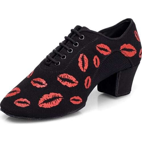 Lip imprint Latin Dance Shoes For Women Dance Sneakers Children Ladies Ballroom Tango Foxtrot Quick Step Dance Sneaker Shoes BD