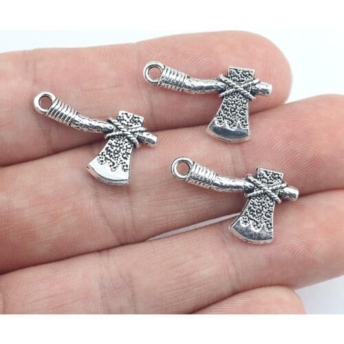 15Pieces 13*22mm Antique Silver Plated Unique Axe Tools Charms Keychain Bracelet Pendant For DIY Jewelry Making Findings