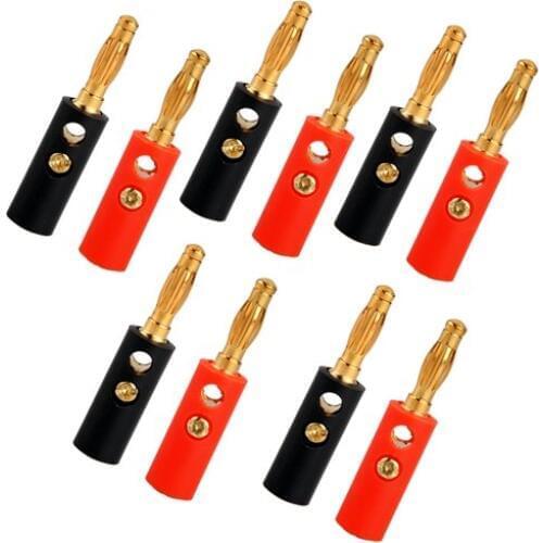 2015 Gift 10 X Audio Speaker Screw Banana Gold Plate Plugs Connectors 4mm