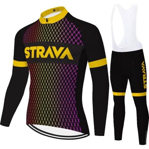 2021 Strava team cycling jersey men 20D summer spring quick dry bike clothes cycling jersey long sleeve kit ciclismo masculino