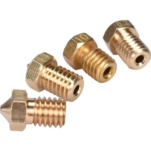 5PCS 3D printer 3D V6&V5 J-Head brass nozzle extruder nozzles 0.2/0.25/0.3/0.4/0.5/0.6/0.8/1.0 mm For 1.75 filament supplies