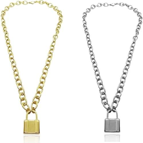 Hip Hop Necklaces For Women Men Vintage Fashion Golden Silver Color Lock Necklace Pendant K-Pop Personalized Jewelry Accessories