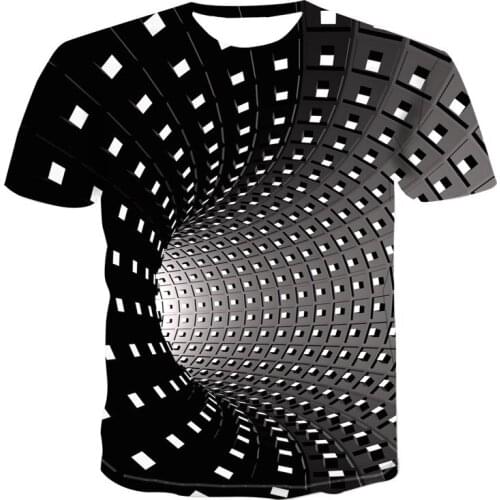 Colorful Three-Dimensional 3D Vortex Men T-Shirt Fashion Round Neck Short Sleeve Harajuku Casual Men Clothing Male Tops Tee 6XL