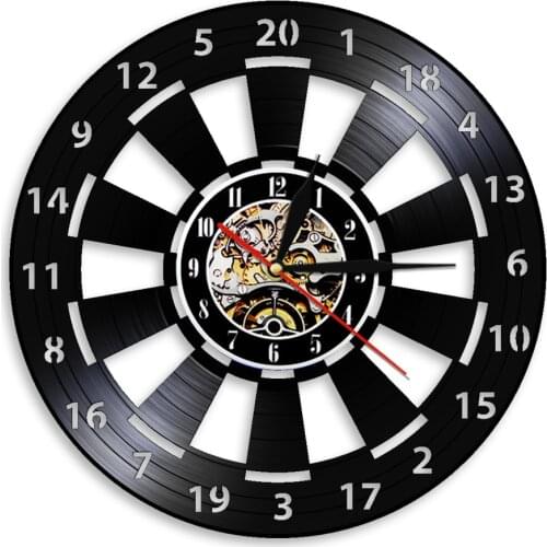 Dart Board Design Decorative Wall Clock Vintage Vinyl Record Wall Clock Watches Creative Handmade Wall Decor For Night Club Pub