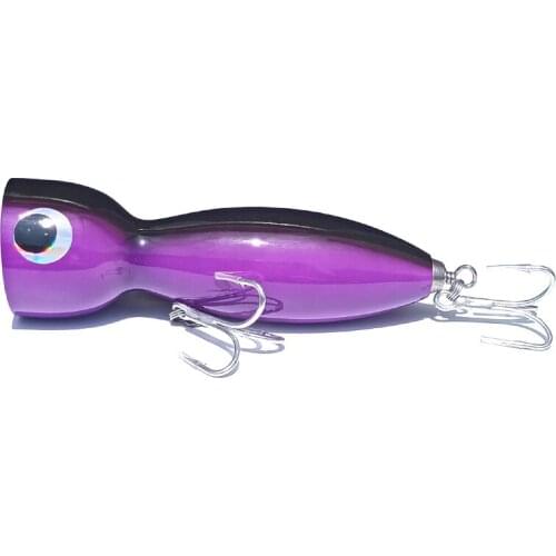 AS 150g Wooden Popper Tuna Wood Bait Big Game Boat Fishing Lure Treble Hooks Saltwater Topwater Carp SwimBait Trolling Fishing