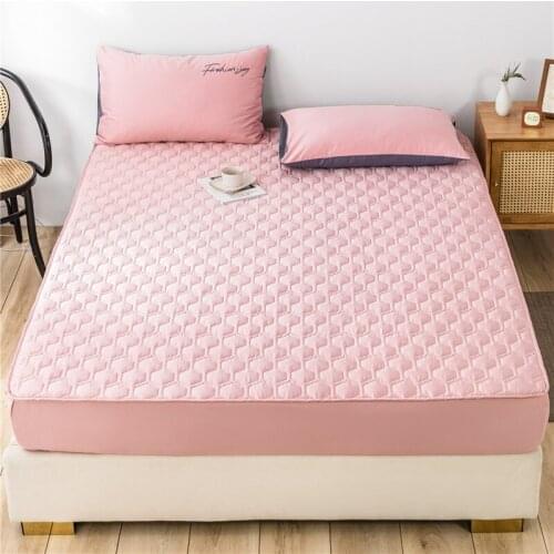 60s Long-staple Cotton Solid Fitted Sheet Mattress Cover With All-around Elastic Band Bed Sheet Dust Proof Protective Bedding