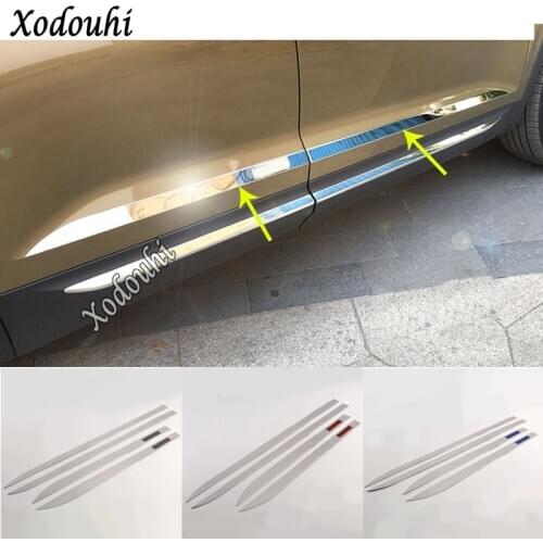 For Skoda Kodiaq 2017 2018 2019 2020 Car Styling Protect Cover Side Door Body Trim Stick Strip Molding Part 4pcs