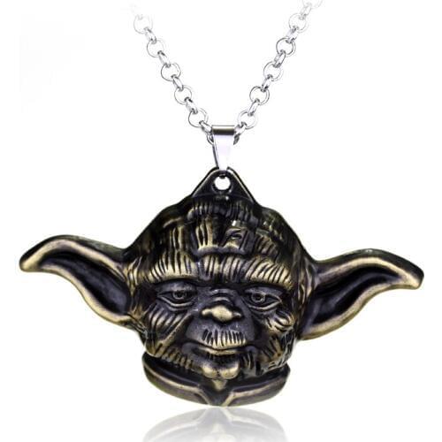 Dongsheng Hot Movie Jewelry Star Wars Master Yoda Pendant Necklace Men Fashion Vintage necklace long chain necklace