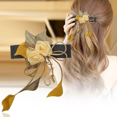 Elegant Hair Clips for Women Girls Embroidered Fabric Ribbon Hairpin Fashion Female Tassel Hair Clip Jewelry Hair Accessories