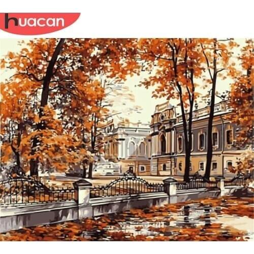 HUACAN DIY Pictures By Number Autumn Kits Home Decor Painting By Numbers Tree Scenery Drawing On Canvas HandPainted Art Gift