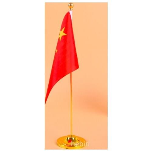 Quality Sigle Pole Gold Table Desk 14X21CM Flag with 38CM pole, Custom print your logo & graphic Desk Silver Flag pole