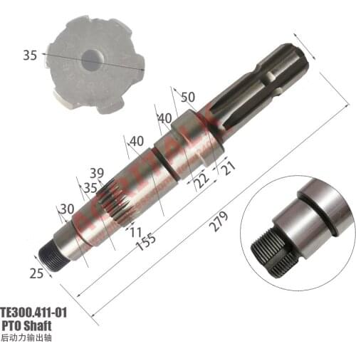 PTO shaft (6 splines) for Foton Lovol TE 30 series tractor, part number: TE300.411-01