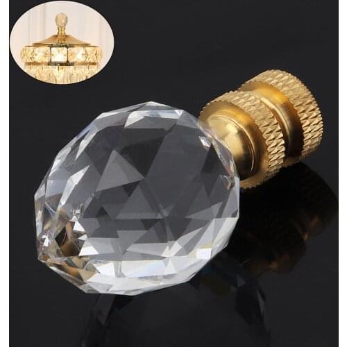 Lamp Finial Cap Knob Crystal Finial Lamp Decorative Head Brass Base for Shade Curtain Rod Screw Cap