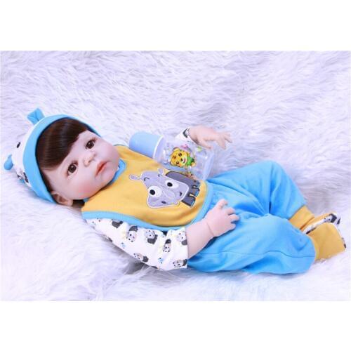 DollMai boy doll reborn 23" full silicone reborn baby dolls bebes reborn menino bonecas children gift can enter water bathe doll