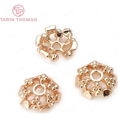 31892)20PCS 7.5MM 24K Champagne Gold Color Plated Brass Beads Caps High Quality Diy Jewelry Findings Accessories wholesale