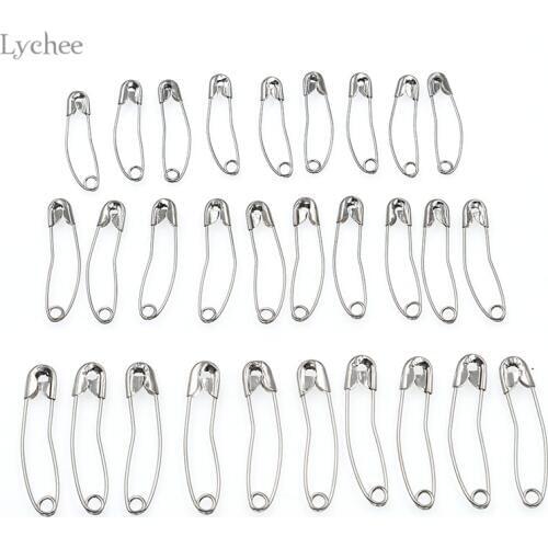 Lychee Life 100pcs Stainless Steel Curved Safety Pins Sewing Craft For Patchwork DIY Handmade Apparel Sewing Accessories