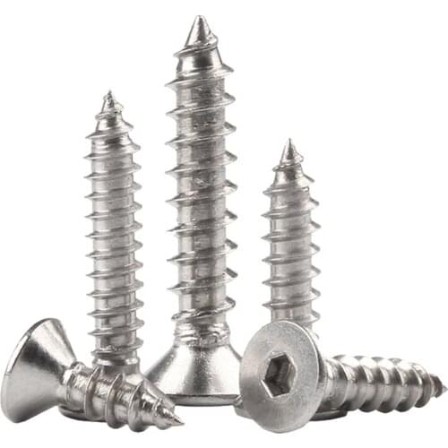 M3 M4 M5 Hex Flat Head Self Tapping Screw Phillips Hexagon Countersunk Bolt Iron Steel Nickel Plated