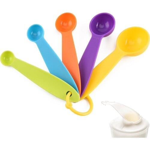 5pcs/set Measuring Spoons Colorful Plastic (1 / 2.5 / 5 / 7.5/ 15ml) Measure Spoon Super Useful Sugar Cake Baking Spoon