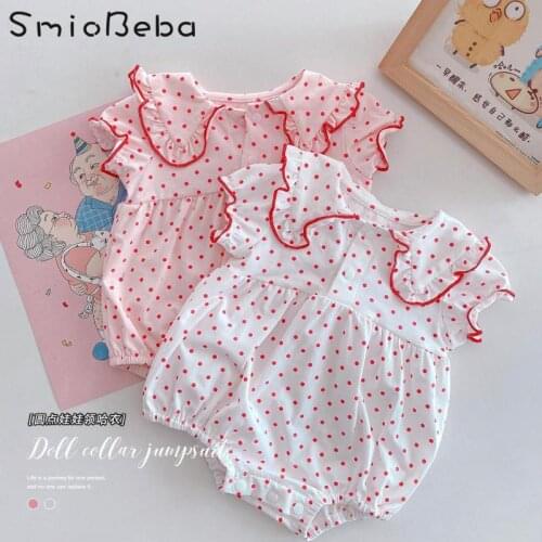 Summer Baby Girls Lace Cute Little Rompers Newborn Collar Siamese Turn Down Collar Creeping Suit Ubranka Dla Niemowlat Jumpsuits