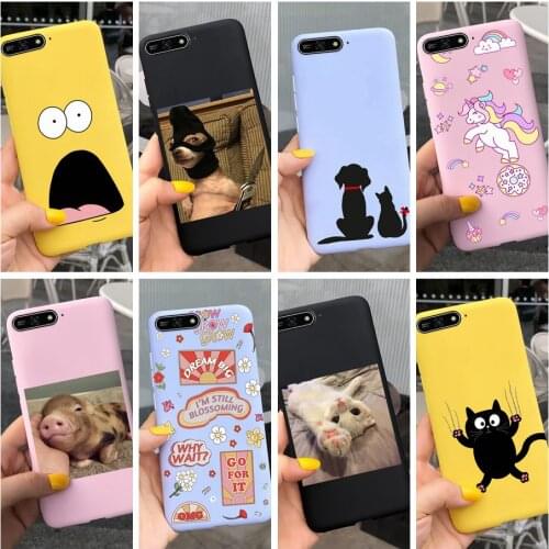 Cute Candy Painted Cover For Huawei Y6 2018 Case Soft Silicon Phone Cases For Huawei Y6 Prime 2018 Y6Prime 2018 Shockproof Coque