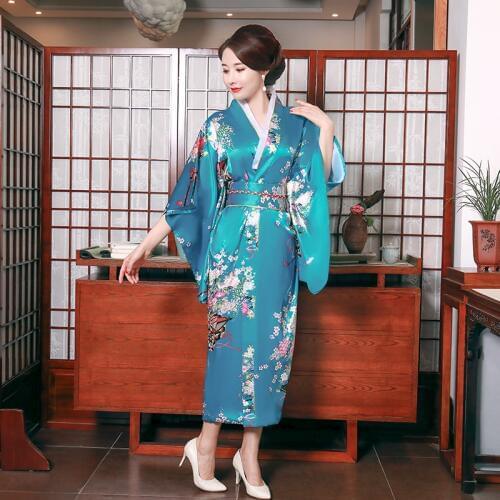 Fashion National Trends Women Sexy Kimono Yukata With Obi Novelty Evening Dress Japanese Cosplay Costume Floral One Size