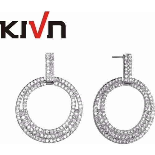 KIVN Fashion Jewelry Sparkling Pave CZ Cubic Zirconia Wedding Bridal Earrings for Women