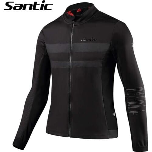 Santic Men Cycling Jacket Winter Long Sleeve Windproof Clothing Thermal Bike Jacket Warm Bicycle Jersey Reflective Wind Coat