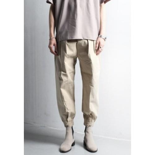 Mens trousers new fashion trend half Harem Pants jogging pants hemmed in personalized mens pants loose large pants