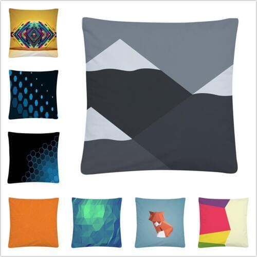 Geometric simple mosaic pattern Soft Short Plush Cushion Cover Pillow Case for Home Sofa Car Decor Pillowcase 45X45cm