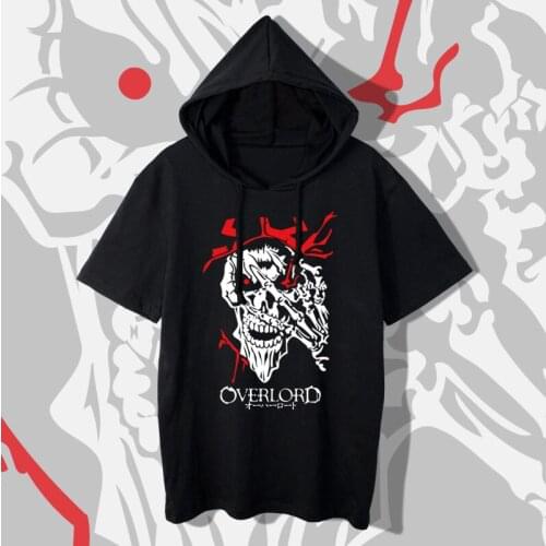New OVERLORD T-shirt Short Sleeve Hooded Casual Summer Women Men Ainz Ooal Gown albedo Cosplay T Shirt Anime cotton Tees