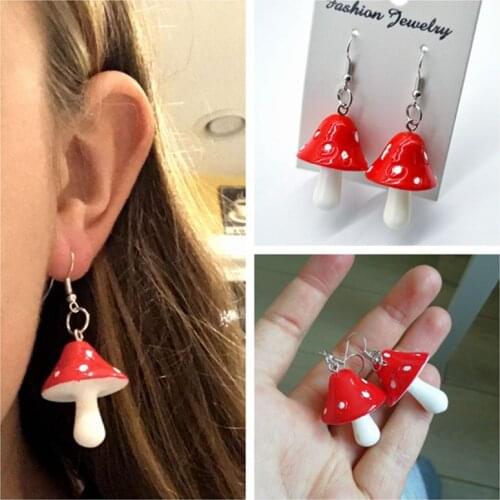 ZDMXJL 2020 New Fashion Women Earrings Lovely Sweet Mushroom Model Drop Dangle Earrings for Women Funny Pendant jewelry earings