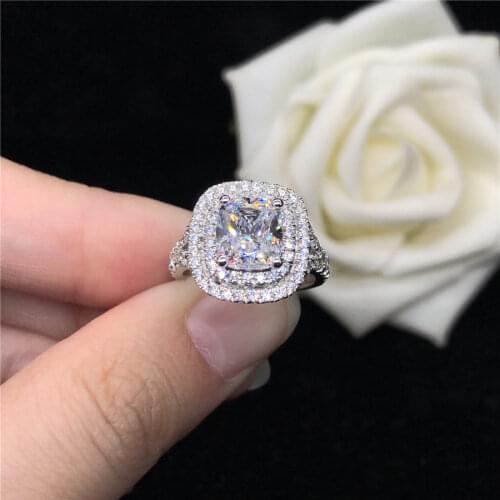 Solid Platinum PT950 Ring 3.85CT Cushion Shape Diamond Engagement Ring Brilliant Anniversary Gift For Girl Friend