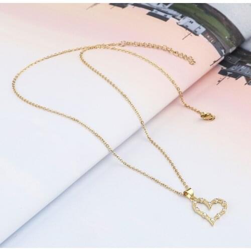 Heart Shape Necklace Jewelry Gifts Gold Color Necklace For Women Valentines Da Lover Gifts 44cm(17 3/8") long, 1 Piece