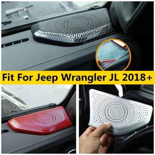Front Triangle Pillar A Speaker Audio Sound Frame Red / Matte / Carbon Fiber Look Cover Trim For Jeep Wrangler JL 2018 - 2020