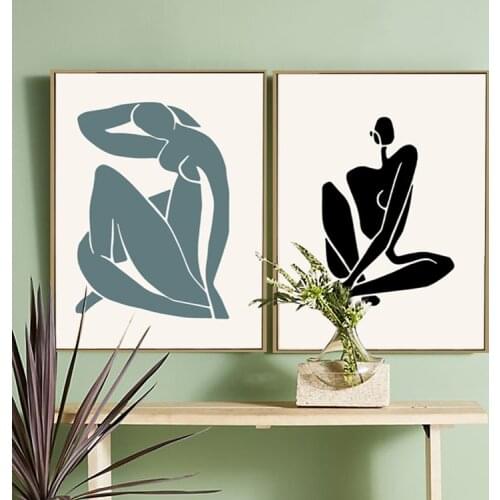 Ins Yoga Poster Print Matisse Abstract Silhouette Figure Wall Art Hall Line Drawing Canvas Painitng Decoration Modern Pictures